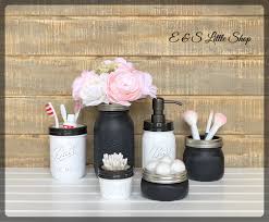 Do you think oil rubbed bronze bathroom accessories set appears great? Farmhouse Mason Jar Bathroom Set Oil Rubbed Bronze Soap Dispenser Housewarming Gifts Black And White Bat Mason Jar Bathroom Mason Jar Bathroom Decor Mason Jars