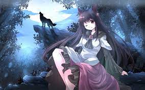 Weitere ideen zu anime wolf, wolf zeichnung, anime tiere. Langes Haar Anime Madchen Wolf Baume Mond Nacht 1920x1200 Hd Hintergrundbilder Hd Bild
