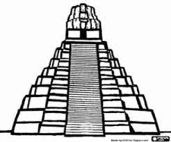 Coloriage Pyramide Maya De Tikal Guatemala A Imprimer