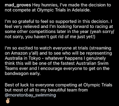 But it was groves's broader concerns about body shaming and institutional mistreatment that were echoed by other swimmers at the olympic trials, which conclude on thursday. Maddie Groves Maddiegroves Twitter