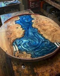 Unknown Domain Wood Resin Table Blue Dining Tables Wood Table Design