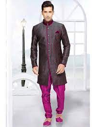 Couleur Mauve Ethnique Indien Mariage Sherwani Pour Homme Traditional Indian Mens Clothing Fashion Wear Red Dress