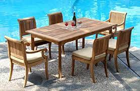 Here at outdoor elegance, we carry a wide range of teak outdoor dining setting options for. Amazon Com New 7 Pc Luxurious Grade A Teak Dining Set 94 Double Extension Rectangle Table 6 Giva Chairs 4 Armless 2 Arm Captain Garden Outdoor
