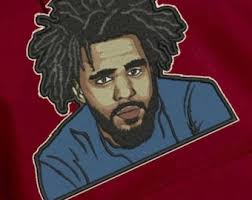 J. Cole Face Burgundy Embroidered Hoodie
