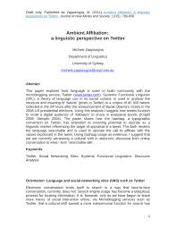 Maybe you would like to learn more about one of these? Pdf Ambient Affiliation A Linguistic Perspective On Twitter
