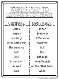 T Chart Listing Signal Words To Compare Contrast