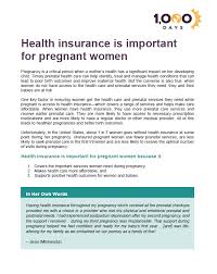 Maternity insurance for expats can be a minefield, but with a health plan from william russell, you're valued as a member, not a potential claimant or a policy number. Health Insurance Is Important For Pregnant Women 1 000 Days