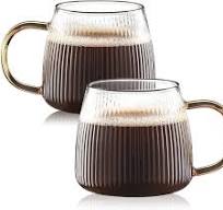 Amazon.com: Luxtea Vintage Glass Coffee Mugs Set of 2 Ribbed ...
