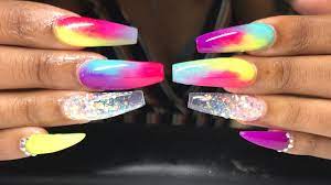 I hope you guys like this set!! Long Coffin Rainbow Nails Novocom Top
