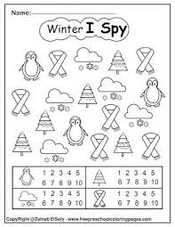 Set Of Winter I Spy Coloring Pages Game Easy Level Preschool Coloring Pages Coloring Pages For Kids Holiday Math Worksheets