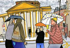 Manchester Art Gallery with spotty umbrella