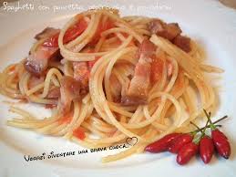 Ma quando ero piccolo, credevo che fosse stata mia nonna maria a creare questo primo piatto. Spaghetti Con Pancetta Peperoncino E Pomodorini Vorrei Diventare Una Brava Cuoca