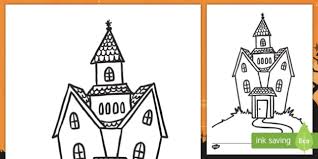 Vector coloring pages funny haunted house with pumpkin. Halloween Haunted House Coloring Page Teacher Made