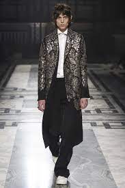 A great coat is made from a floral tapestry based on oil paintings; Alexander Mcqueen Fall 2016 Menswear Fashion Show Alexander Mcqueen Menswear 2016 Menswear Menswear