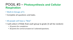 A pogil activity regarding cellular respiration with an additional activity regarding the function of nad+ in redox reactions. Unit 4 Cell Energetics Exploration And Introduction To Photosynthesis And Cellular Respiration Ppt Video Online Download