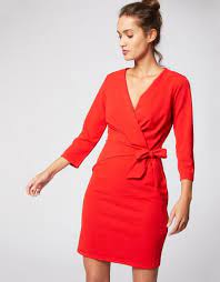 Robe Cache Coeur Ajustee Manches 3 4 Rouge Femme From Morgan De Toi On 21 Buttons