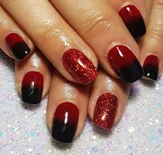 Red Black And Glitter Nails Acrylic Nails With Red And Black Ombre And Glitter Acrylic Nails Nails Black Ombre