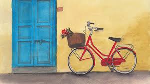Teal bicycle painting, guelph watercolor painting wedding, watercolor bike, watercolor leaves, bicycle frame, bicycle png. Watercolor Speed Painting Classic Bicycle Next To A Door Scene Youtube