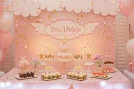 Angelic Pink Baby Shower Dessert Table Angel Baby Shower Pink Baby Shower Decorations Pink Baby Shower