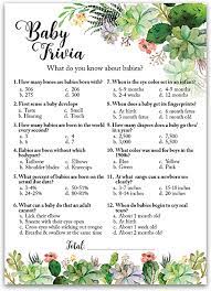 Maybe you would like to learn more about one of these? Amazon Com Succulents Baby Shower Game Juegos De Bebe Trivia Pack De 25 Divertidos Juegos De Hechos Del Bebe Floral Verde Suculenta Trivia Baby Shower Activity Greenery Rustico Gender Neutral