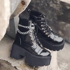 See more ideas about gothic shoes, shoe boots, shoes. Buy Monmoira Metal Chain Chunky Platform Boots Women Round Toe Patent Leather Martin Boots Women Black Punk Goth Boots At Affordable Prices Free Shipping Real Reviews With Photos Joom