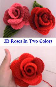 There are a lot of free crocheting patterns out there while knitting ones are rare and difficult to find. 3d Roses In Two Colors Crochet Ideas Easy Crochet Patterns Free Crochet Flowers Crochet