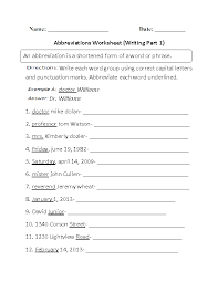 Abbreviations Worksheets Writing With Abbreviations Worksheet Part 1 Abbreviations Worksheets Spelling Words