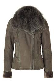 Roberto Cavalli Army Green Leather Jacket With Fur Collar