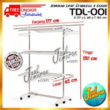 Harga jemuran dinding lipat stainless 150 cm 6 galang kuat murah anti karat. Jemuran Lipat Stainless 3 Susun