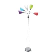 Triple shelf floor lamp at brookstone—buy now! Mainstays 5 Light Multi Head Floor Lamp Silver With Multi Color Shade Walmart Com Walmart Com