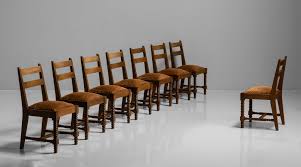 Cortesi home perri dining chair, beige linen, set of 2. Set Of 8 Dining Chairs Attributed To Charles Dudouyt Obsolete