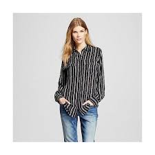 Black And White Striped Button Up Shirt Women S Women S Button Up Blouse Black White Stripe Who What Wear 25 Liked On Polyvore Featuring Tops Blouses Black Who What Wear Women Shirts Blouse Blouse