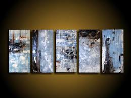 Large abstract wall art blue. Extra Large Abstract Art Modern Painting Wall Art Blue Painting Modern Art Original Contemporary Painting 5 Piece 30 X 75 White Brown Black