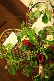 ウエルカムボード テニスラケット 如水会館様へ 一会 ウエディングの花 春の結婚式の花 ウエディング テニス
