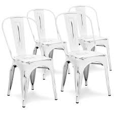 Set Of 4 Industrial Metal Dining Chairs With Images Metal Dining Chairs Side Chairs Dining Metal Farmhouse Chairs