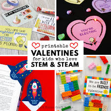 You can easily make your own valentine's day cards with kids using things you can find around your home! Printable Valentine Cards For Kids Who Love Stem And Steam Left Brain Craft Brain