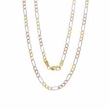 24 karat gold figaro chain. 14k Tri Color Gold 3 Mm Pave Figaro Chain 16 24 Inch Overstock 10103112