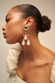 Rose Gold Plated Jade Green Crystal Le Cleo Dewdrop Earrings by Outhouse at  Pernia's Pop Up Shop