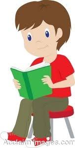 Eps/vector format available for purchase: Clip Art Of A Little Brunette Boy Reading A Book