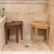 Bathroom Corner Shower Stool Seat Spa Foot Rest Solid Wood Teak Chestnut Natural Bllfurniture Shower Stool Teak Shower Bench