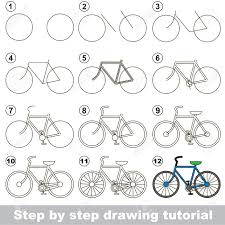 Draw the bottom of the bike. Drawing Tutorial For Preschool Children Royalty Free Cliparts Vectors And Stock Illustration Image 75235312