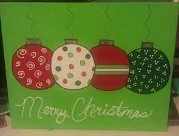 Cute Christmas Bulb Canvas Paint Idea For Holiday Decor Merry Christmas Red Green And White Bulbs Christmas Paintings Diy Christmas Paintings Christmas Diy