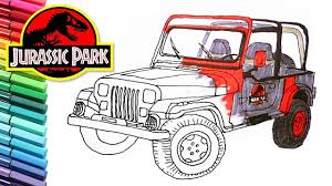 He can color in both the letter and the fun jeep in this coloring sheet. Drawing And Coloring Jurassic Park Jeep Vehicle Color Page For Children Youtube