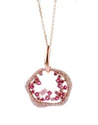 Necklace In 18k Rose Gold With Round Diamonds Rose Quartz And Pink Tourmaline Modern Fashion Jewelry Amazing Jewelry Floral Jewellery