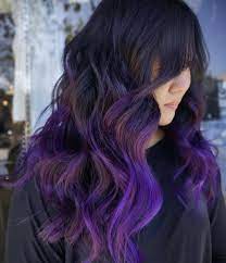 Deep Purple Highlights Balayage Hair Purple Purple Hair Balayage Hair Dark