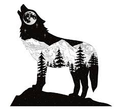 Wolfing Around In Co Silhouette Of A Howling Wolf With Mountain Scene Of Mt Eva In Co Original Me Wolf Silhouette Art Inspiration Drawing Animal Drawings