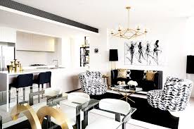 Inside An Ultra Glam High Contrast Home Living Room White Black And White Living Room Gold Living Room