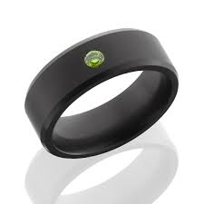Black And Green Wedding Band Solid Black Wedding Band With Green Diamond By Elysium Mans Black Ring With Green Stone Black Rings Black Diamond Wedding Bands Black Diamond Ring