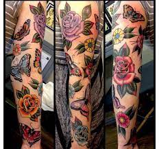 Exactly Similar To What I Want Just No Butterflies And More Girly Shit Like Perfume Vintage Mi Traditional Tattoo Sleeve Floral Tattoo Sleeve Sleeve Tattoos