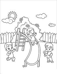 Kinder bilder zum ausmalen und drucken. Ausmalbild Fruhling Kinder Auf Der Rutsche Ausdrucken